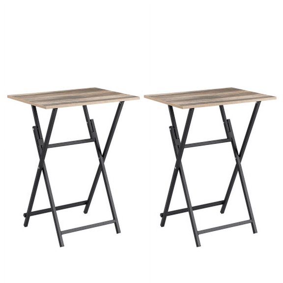 Cterwk 2 Pack Metal Frame Folding Space Saving Side Table for Small Spaces, Easy to Folding