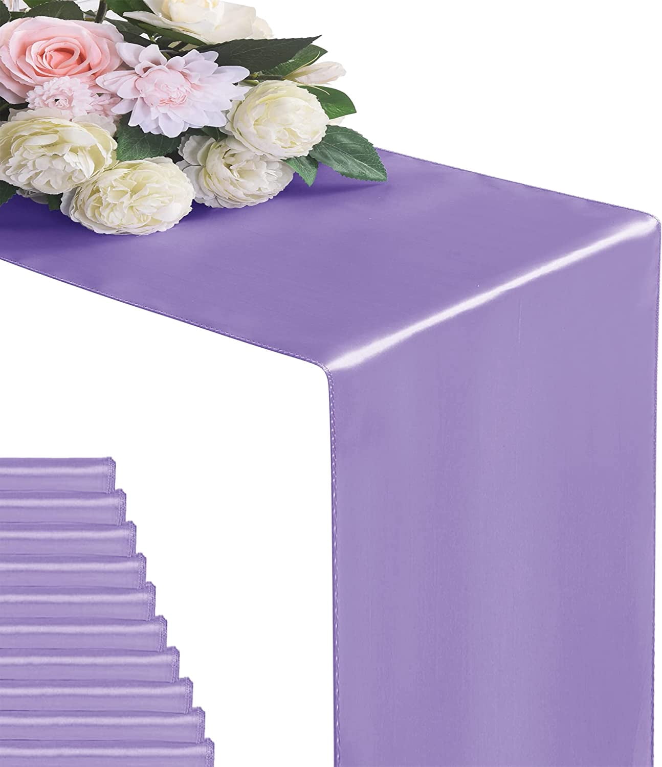 Cterwk 2 Pack Satin Table Runner 12 x 108 Inches Satin Silk Table Runners for Wedding Birthday Parties Banquets
