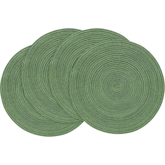 Cterwk 2 Pack Washable Woven Place Mat Non-Slip 15 inches Placemat Heat Resistant Table Mats for Dining Table