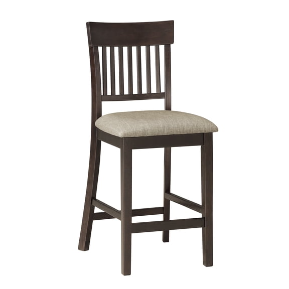 Cterwk 2 Pcs Counter Height Chair Fabric Padded Seat Dining Chair for Living Room, Dining Room, Dark Brown