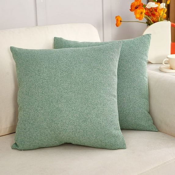 Cterwk 2 Pcs Linen Pillow Covers Soft Cushion Case with Zipper for Couch Bedding Patio Sofa, Light Green