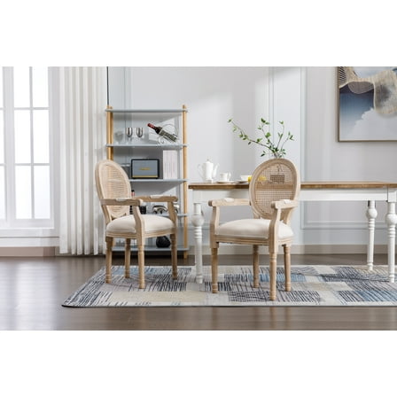 Cterwk 2 Pcs Upholstered Fabric Dining Chair with Wood Frame, Side Chair for Dining Room, Living Room, Beige