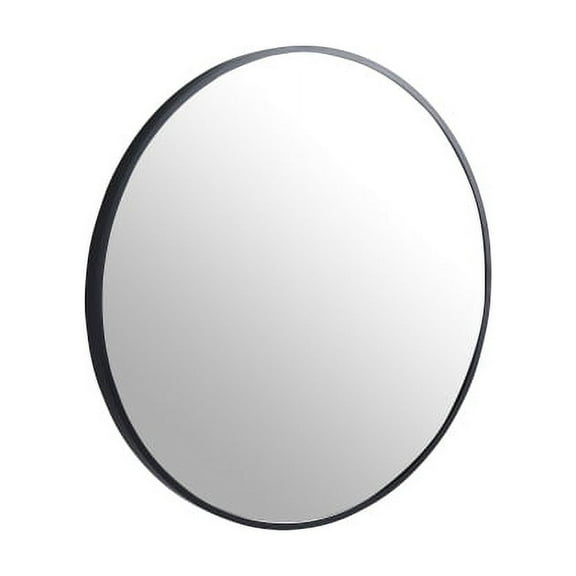 Cterwk 24" Black Aluminum Alloy Frame Makeup Mirror Round Wall Mirror for Bathroom, Living Room