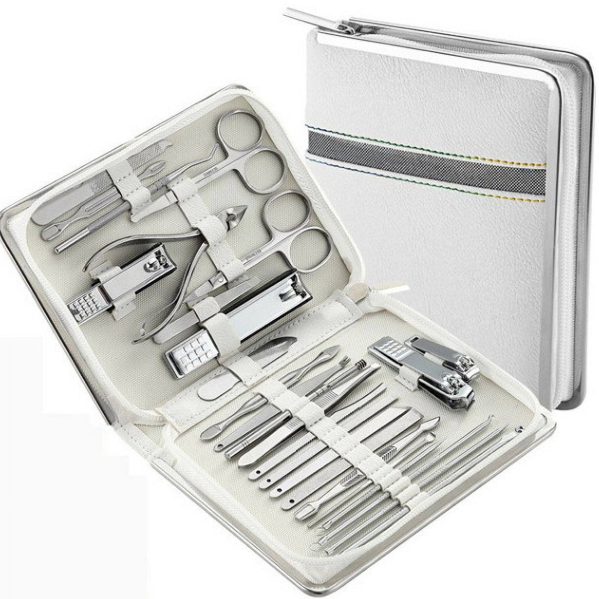 Cterwk 26 Pack Manicure Pedicure Set Stainless Steel Nail Clippers Men Women Grooming Kit Professional Nail Care Tools, White