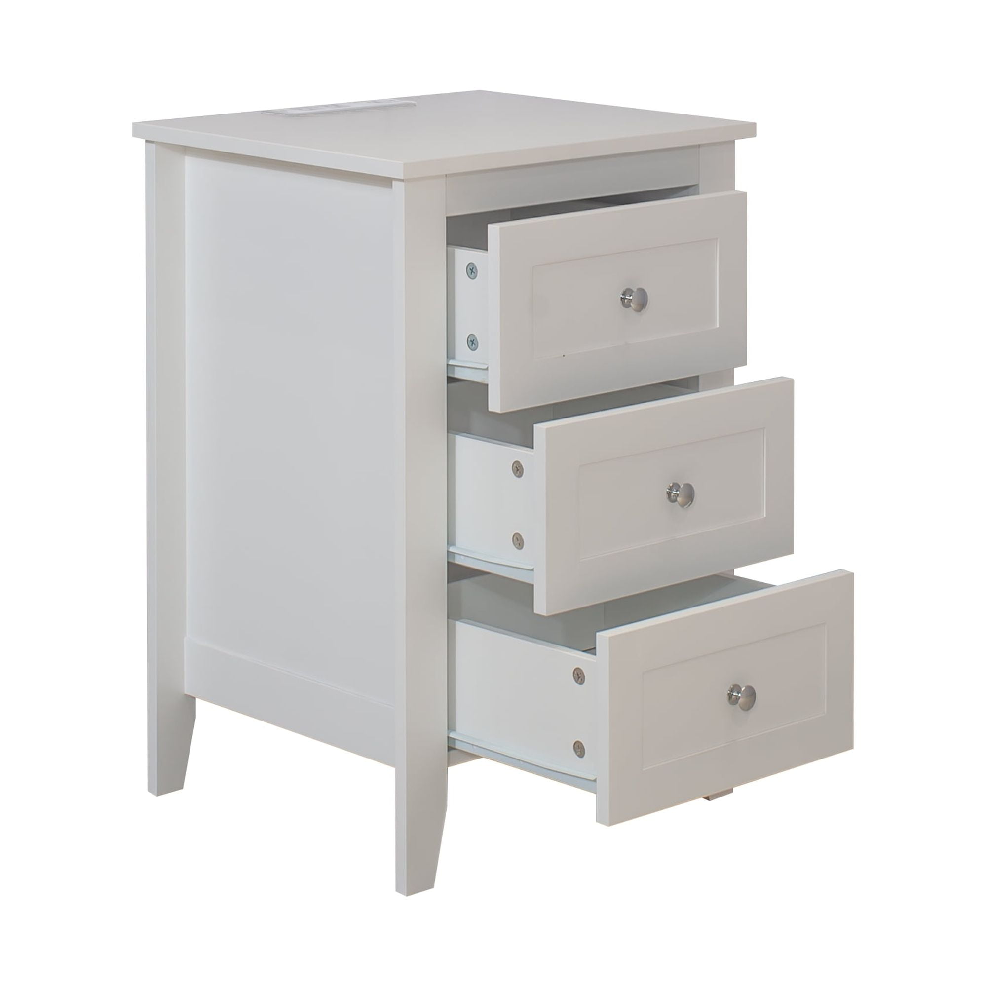Cterwk 3 Drawer Nightstand with Charging Station and USB Ports & Power