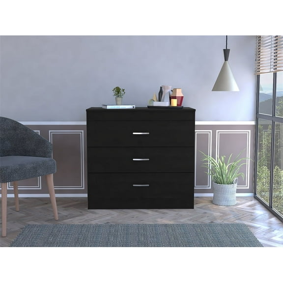 Cterwk 3 Drawers Dresser for Living Room, Office, Bedroom, Black