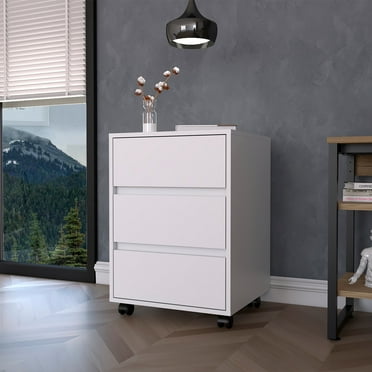 Cterwk 3 Drawers Filing Cabinet, White