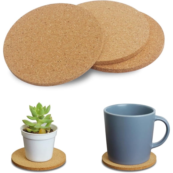 Cterwk 3 Pack 3.9" Round Absorbent Cork Coasters for Dining Table. Kitchen, Office