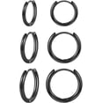 thumbnail image 1 of Cterwk 3 Pairs 14K Gold Plated Huggie Hoop Earrings for Women Men, Minimalist Gold Huggie Hoop Earrings, Black, 1 of 5