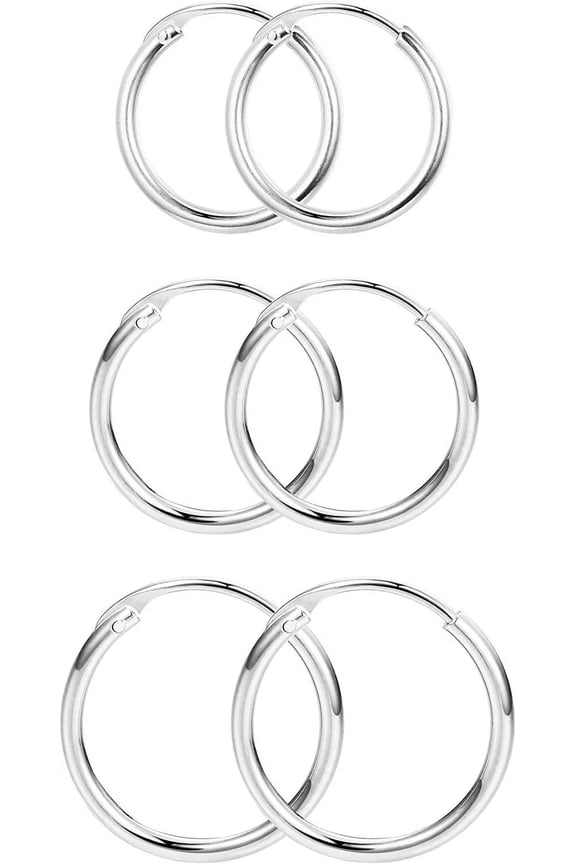 3 Pairs 316L Stainless Steel Hoop Earrings for Men Women