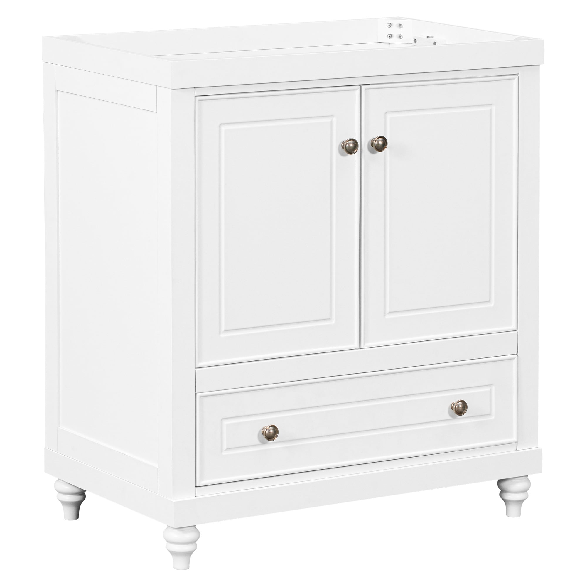 White 30" Freestanding Bathroom Vanity with Drawer and Doors