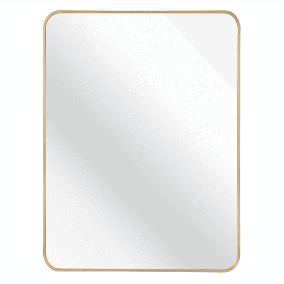 Cterwk 30x40 Inch Rectangular Makeup Mirror Vanity Mirror Gold Metal Frame Wall Mirror for Bathroom, Living Room