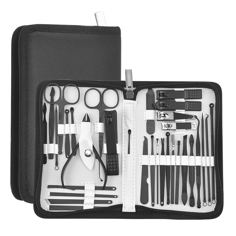 Cterwk 32 Pcs Nail Clippers Manicure Kit Pedicure Set Fingernail Toenail Clippers, Black+White