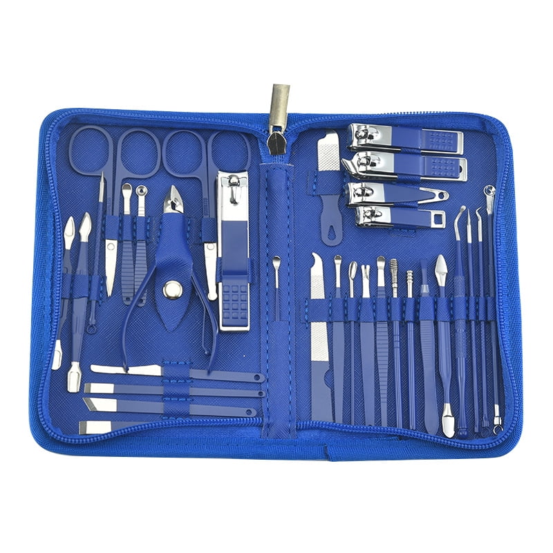 Cterwk 32 Pcs Nail Clippers Manicure Kit Pedicure Set Fingernail Toenail Clippers, Blue