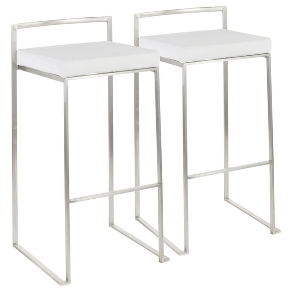 Cterwk 34" Height Set of 2 Velvet Seat Barstool with Silver Metal Frame, Upholstered Bar Stools for Bar, Dining Room, Kitchen, White
