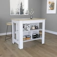 thumbnail image 1 of Cterwk 35" H Kitchen Island Table with 3 Open Storage Shelves, White + Light Brown, 1 of 5