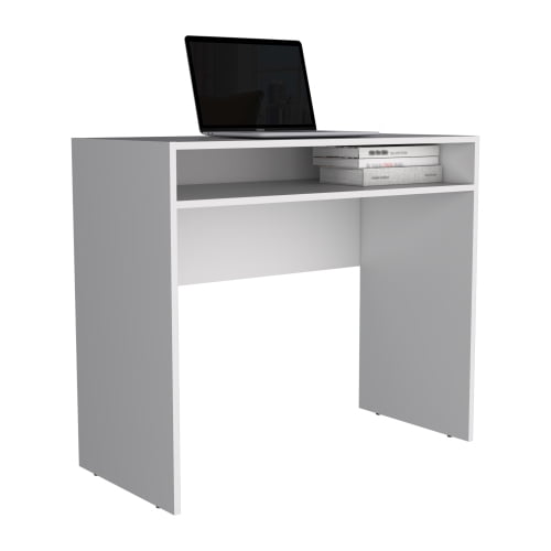 Cterwk 35" Wide Writing Desk with Shelf, Comoputer Table for Living Room, Office, White