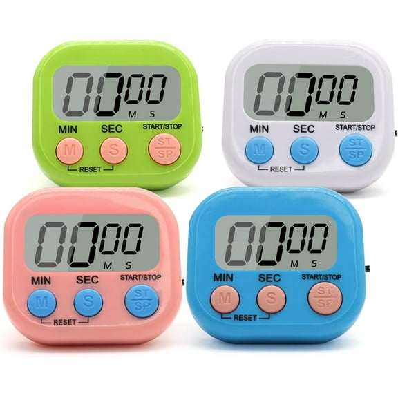 Cterwk 4 Pack Digital Kitchen Timers with Stand, Countdown Classroom Timer for Kitchen, Study, Work, Exercise