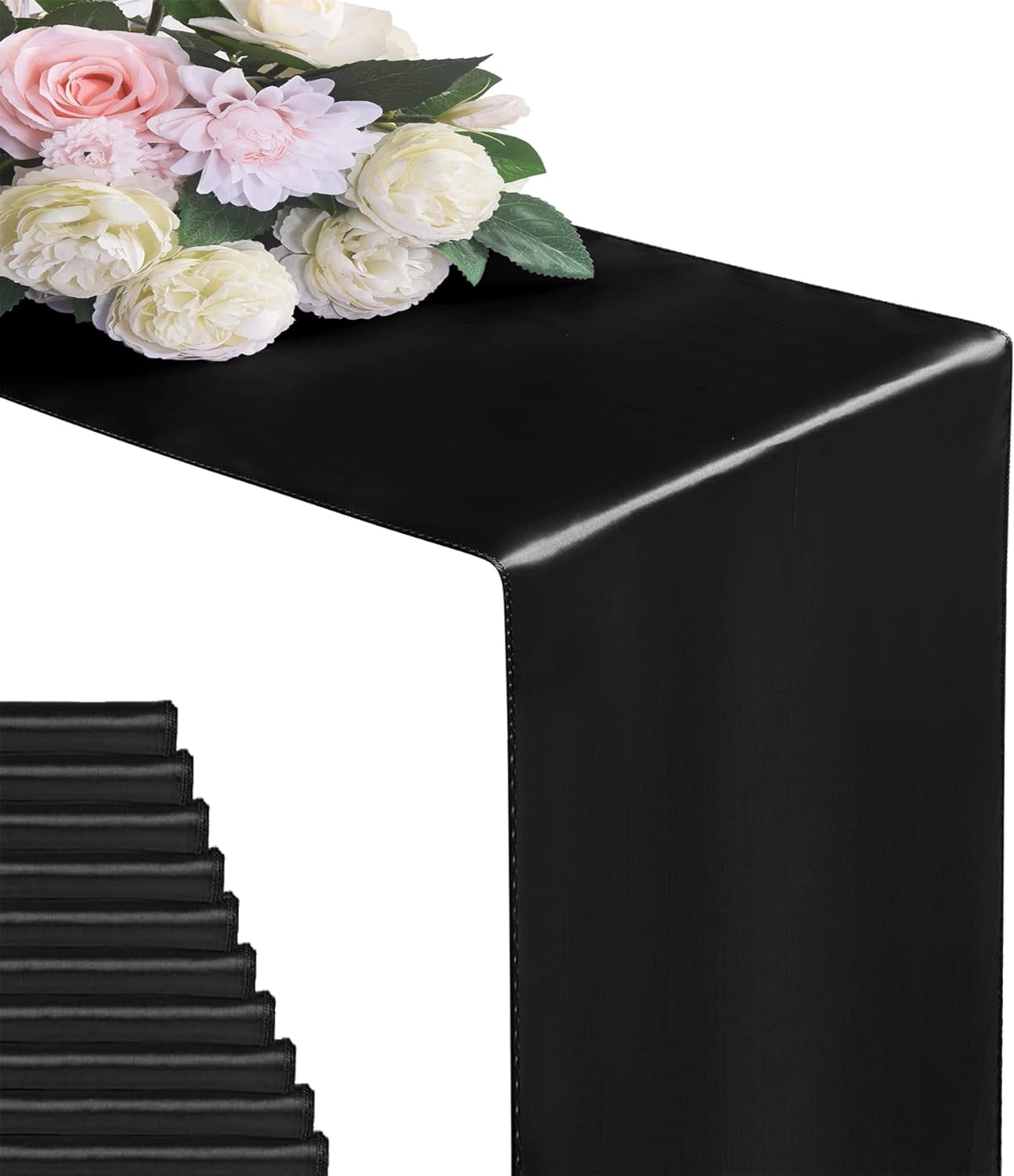 Cterwk 4 Pack Satin Table Runner 12 x 108 Inches Satin Silk Table Runners for Wedding Birthday Parties Banquets