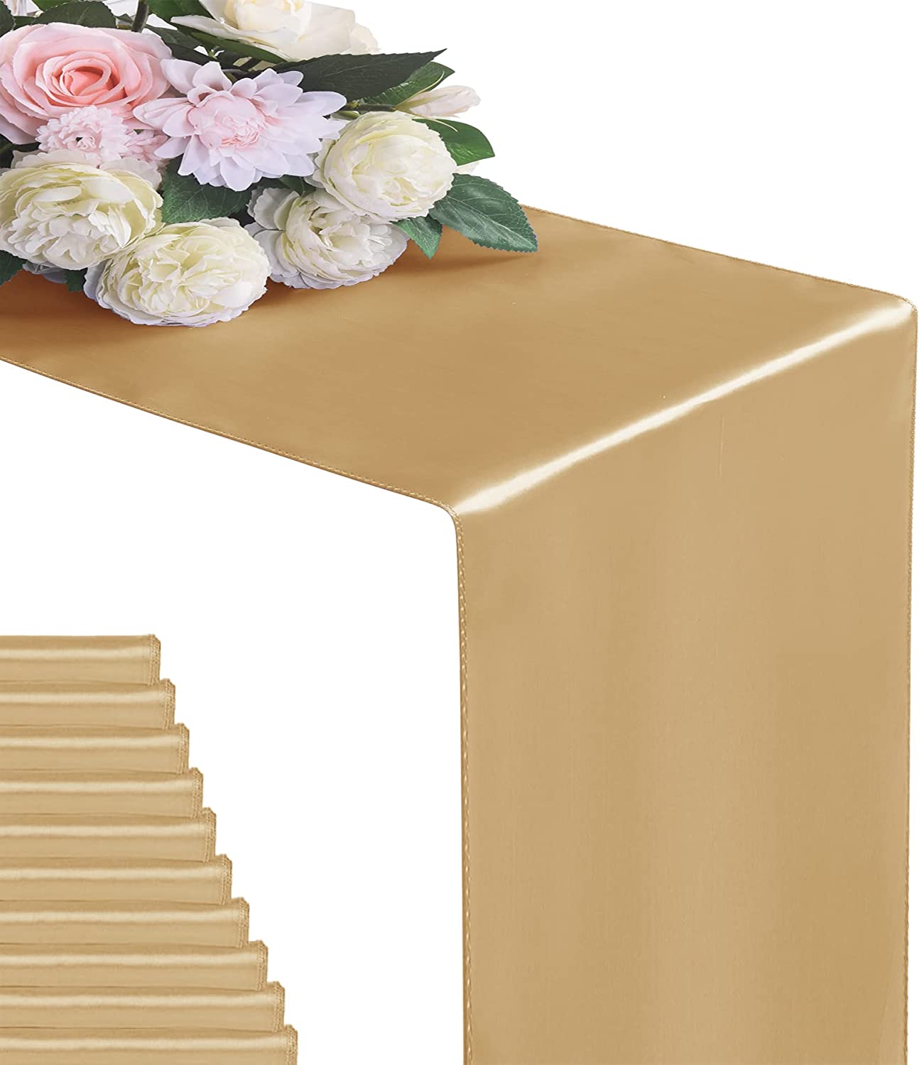 Cterwk 4 Pack Satin Table Runner 12 x 108 Inches Satin Silk Table Runners for Wedding Birthday Parties Banquets