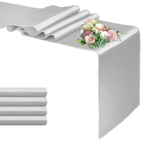 Cterwk 4 Pack Satin Table Runners Silky Smooth Satin Table Runners for Birthday Wedding Party Banquets, 12 x 108 Inch