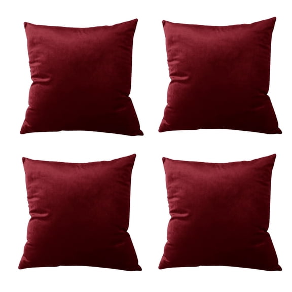 Cterwk 4 Pack Throw Pillow Covers Decorative Square Solid Thick Super Soft Velvet Cushion Case for Sofa Couch Living Room Office, 16 x 16inch