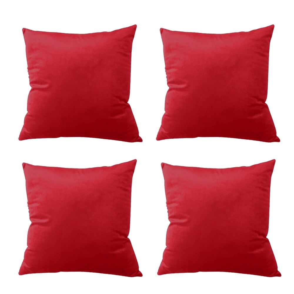Cterwk 4 Pack Throw Pillow Covers Decorative Square Solid Thick Super Soft Velvet Cushion Case for Sofa Couch Living Room Office, 18 x 18inch