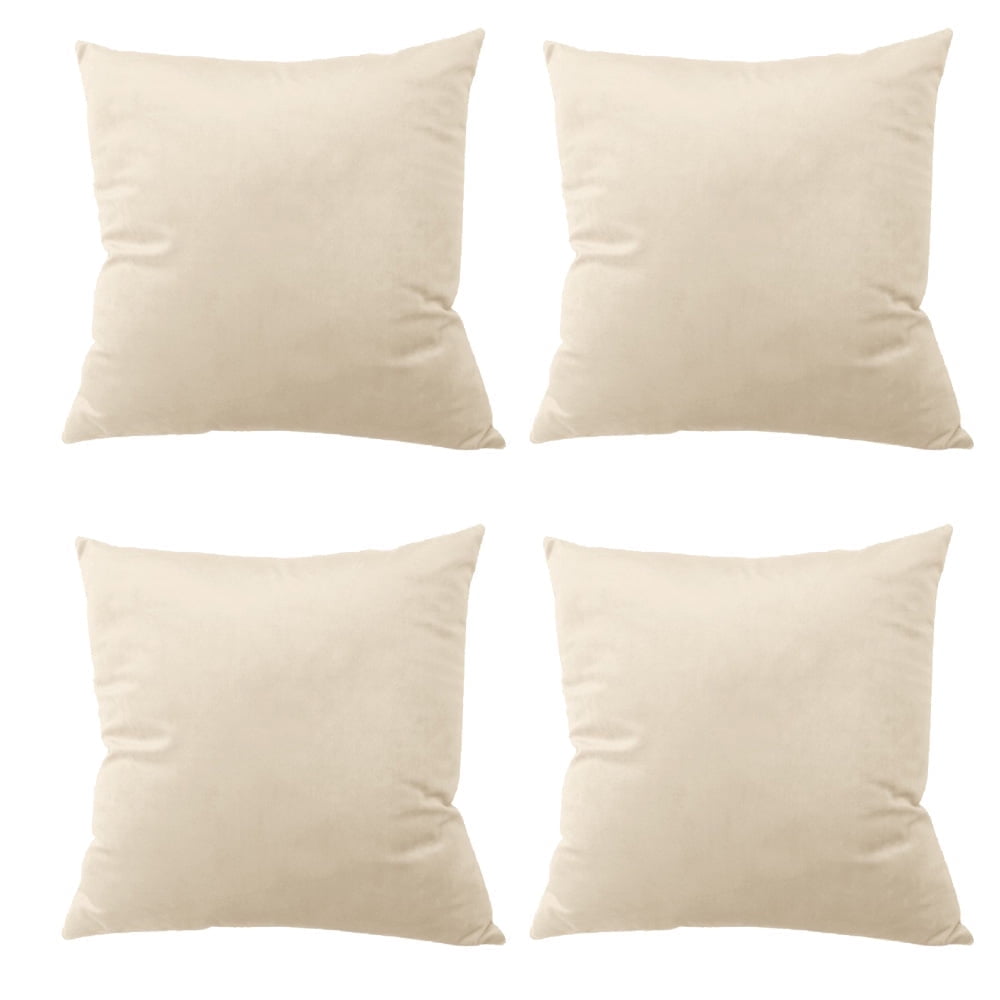 Cterwk 4 Pack Throw Pillow Covers Decorative Square Solid Thick Super Soft Velvet Cushion Case for Sofa Couch Living Room Office, 18 x 18inch