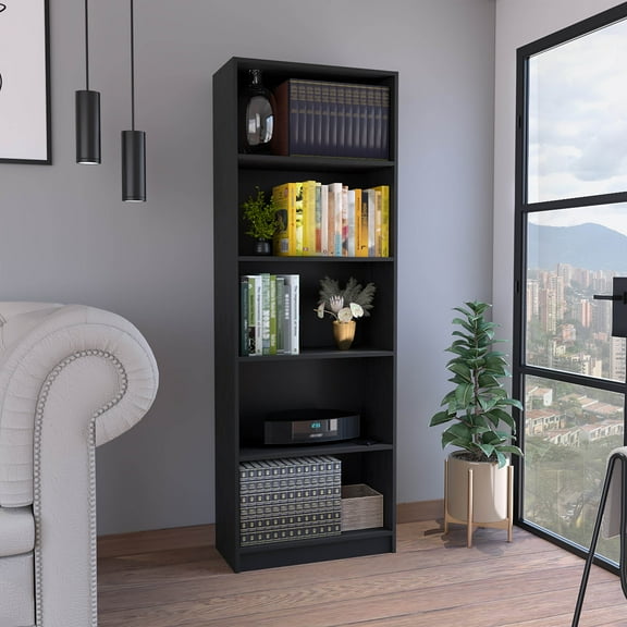 Cterwk 4 Shelves Bookcase Bookshelf Book Storage Rack for Living Room and Office, Black