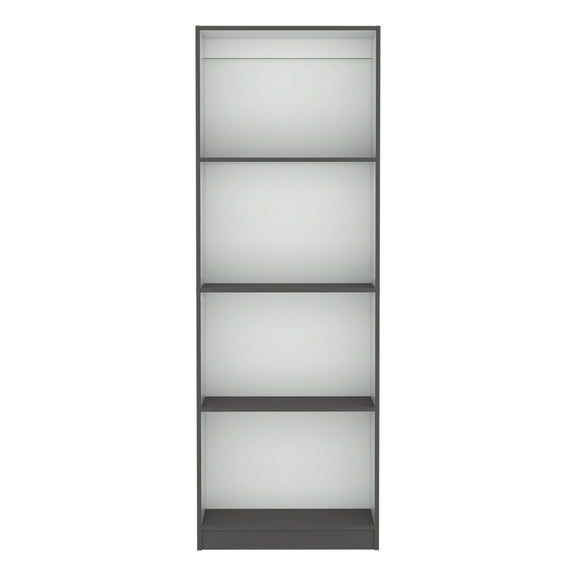 Cterwk 4 Shelves Open Bookcase Wood Storage Rack for Office, Living Room, Gray + White