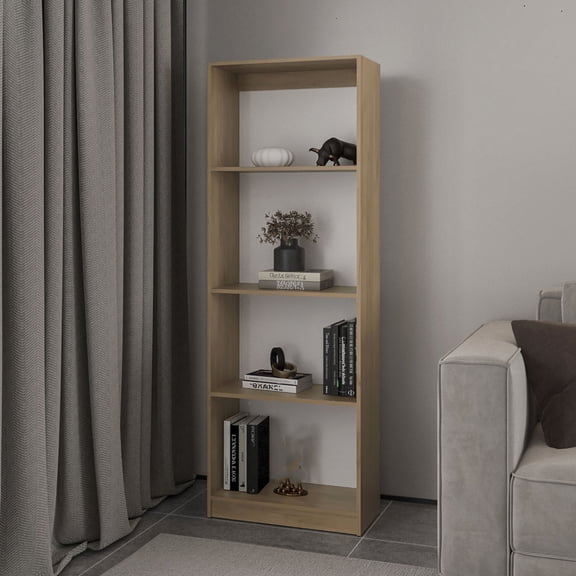 Cterwk 4 Shelves Wood Bookcase Bookcase for Living Room, Office, Light Brown + White