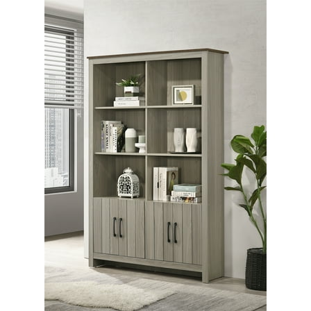 Cterwk 47"W 6 Shelf Bookcase Bookshelf with 4 Doors Cabinet