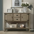 thumbnail image 1 of Cterwk 48'' Solid Wood Sideboard Console Table Buffet with 2 Drawers and Cabinets and Bottom Shelf, Light Brown, 1 of 9