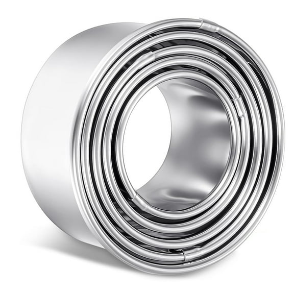 Cterwk 5 Pack Circle Cookie Cutter Stainless Steel Baking Ring Round Cookie Cutter Ring Mold for Kitchen