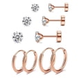 thumbnail image 1 of Cterwk 5 Pairs Women Earrings Sets, Lightweight 14K Gold Plated Multiple Piercing Hoop Earring, Flat Back Ball Stud Earrings for Women Men, 1 of 5