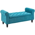 thumbnail image 1 of Cterwk 50" Storage Bench with Arms and Wood Legs, Upholstered End of Bed Bench with Safety Hinges, Perfect for Living Room, Entryway, Bedroom, Blue, 1 of 8