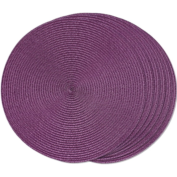 Cterwk 6 Pack Braided Round Placemats Woven Washable Table Mats 15 Inc Heat Resistant Place Mats for Dining Table