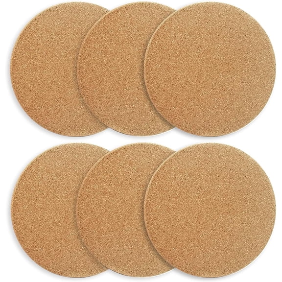 Cterwk 6 Pack Cork Coaster 3.9 Inch Heat Resistant Reusable Cork Table Mat for Bar, Dining Table, Kitchen
