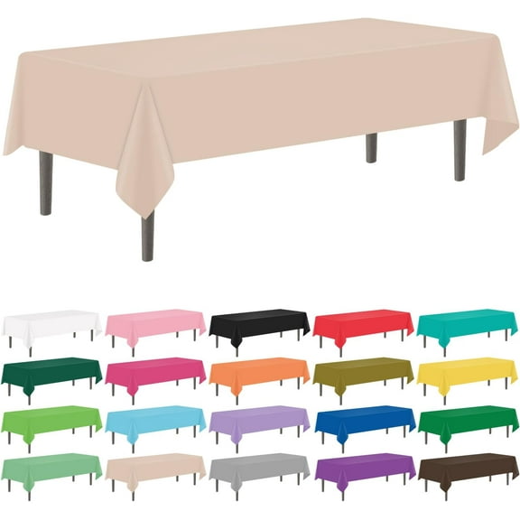 Cterwk 6 Pack Plastic Tablecloth Disposable Rectangle Table Cloth Decorative Table Cover for Parties, Weddings, 54" x 108"