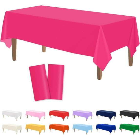 Cterwk 6 Pack Plastic Tablecloth Rectangle Disposable Table Covers 54 x 108 Inch Solid Color Table Cloths for Picnic Birthday Wedding Party