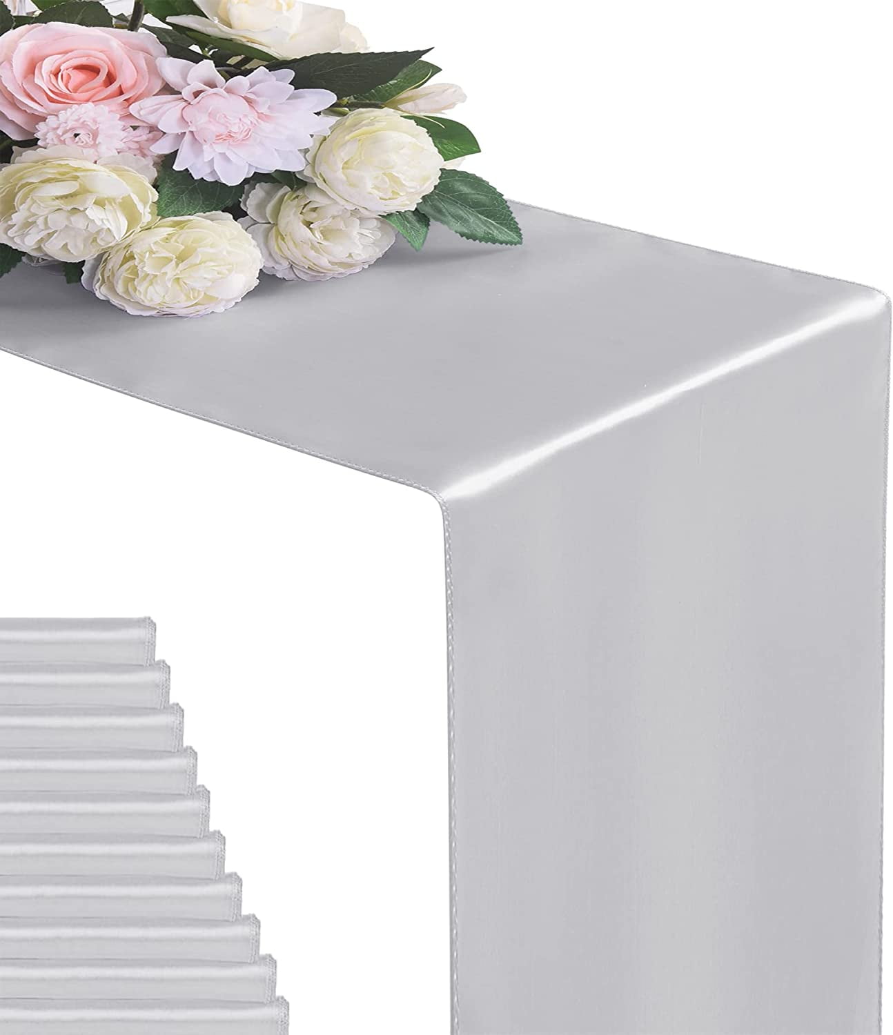 Cterwk 6 Pack Satin Table Runner 12 x 108 Inches Satin Silk Table Runners for Wedding Birthday Parties Banquets