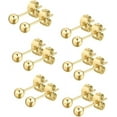 thumbnail image 1 of Cterwk 6 Pairs Ball Earrings Studs Set Stainless Steel Round Ball Studs Earrings for Women Men, Gold, 5mm, 1 of 6