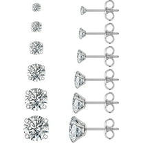 Cterwk 6 Pairs Stud Earrings Set 3-8mm Cubic Zirconia Earrings 316L Stainless Steel Earrings, Gold