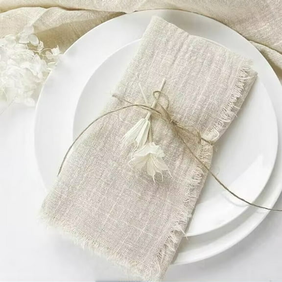 Cterwk 6 Pcs Handmade Cloth Napkins Square Rustic Napkins Cotton Napkin for Dinner, Wedding, Parties, 12.6"x12.6"