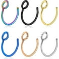 thumbnail image 1 of Cterwk 6PCS 316L Stainless Steel Fake Nose Ring Hoop Clip on Non Piercing Lip Rings 20G 8mm for Women Men, 1 of 5