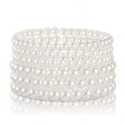 Cterwk 6PCS Pearl Bracelet Set Stretch Bracelets Jewelry for Women Girls