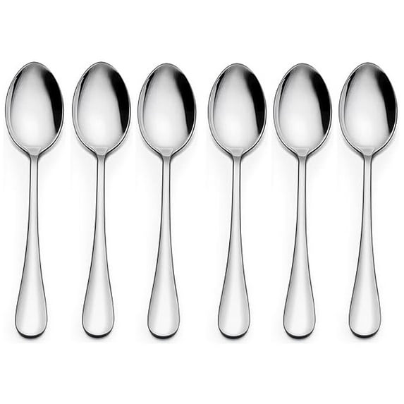 Cterwk 6PCS Soup Spoons Stainless Steel Silverware Spoons Long Handle Dinner Spoons for Kitchen Restaurant Home