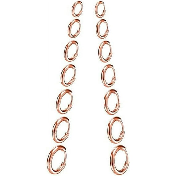 Cterwk 7 Pairs 14K Gold Plated Huggie Hoop Earrings for Women Men, Minimalist Gold Huggie Hoop Earrings, Silver