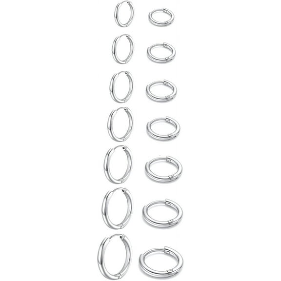 Cterwk 7 Pairs 316L Stainless Steel 18K Gold Plated Huggie Hoop Earrings for Women Men Tiny Cartilage Hoop Earrings