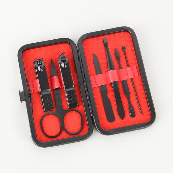 Cterwk 7 Pcs Manicure Set Professional Stainless Steel Grooming Kit Fingernail Toenail Clippers Set Pedicure Kit with Bag, Red